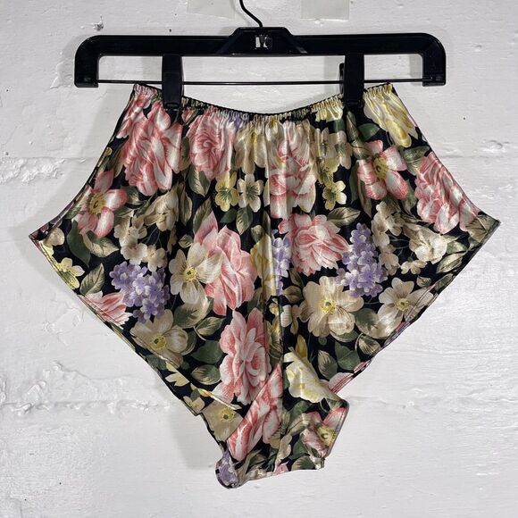 Vintage Victoria’s Secret Gold Label Floral High Cut Satin Bloomers Shorts M - Picture 2 of 8